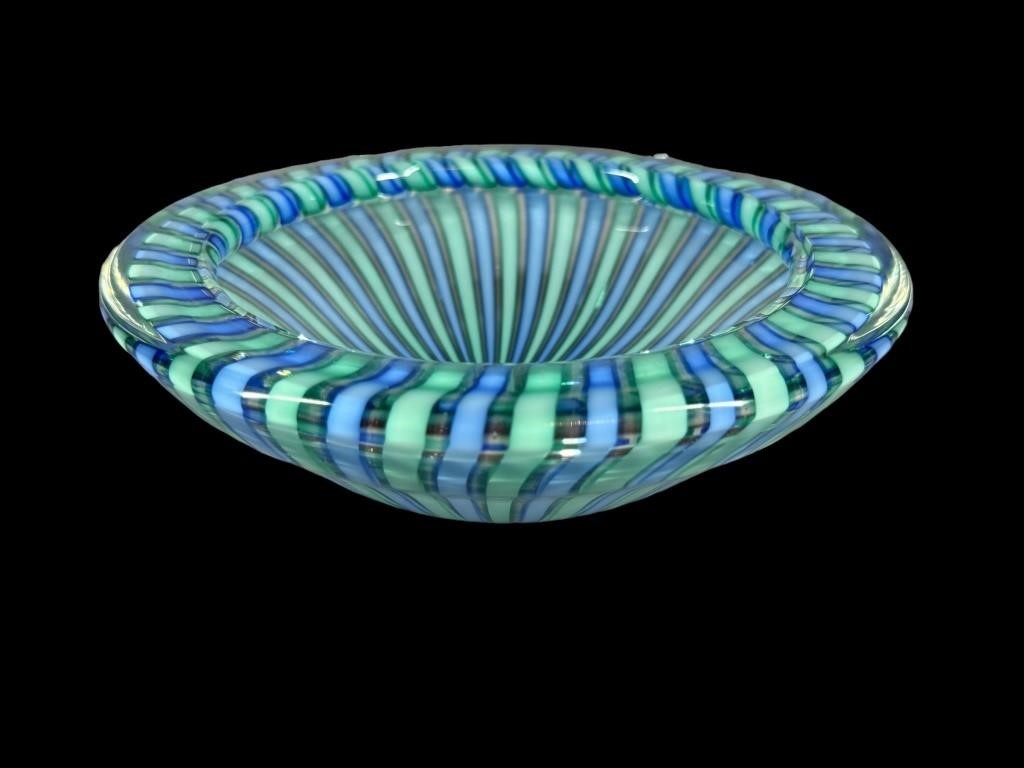 A Mid Century Murano Glass Geode Bowl w/ Ribbon
