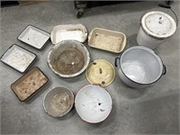 Big box of enamelware - needs cleaning