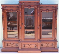 VICTORIAN WALNUT 3 DOOR BOOKCASE, RENAISSANCE