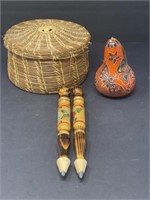 Hand Painted  Wooden Pencils and Gourd Ornament