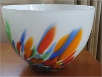 Frosted And Color Art Glass Bowl