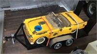 Old cars and toy flatbed truck 1st gear approx