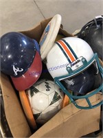 Helmets, balls, frisbees