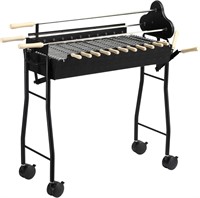 Outsunny Portable Charcoal BBQ Grills Steel Rotiss