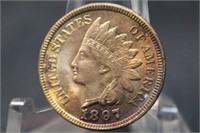 Uncirculated 1897 Indian Head Cent Toned