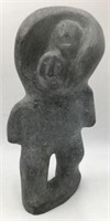 Signed Inuit Stone Carving of Eskimo and Child.