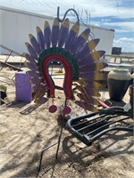 Metal Indian Head Dress Yard Art