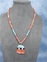 Graduated Red Spiny & Kingman Turq. Necklace