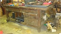 Large 93' X 91” 2 1/2” Thick Wood Work Table Bench