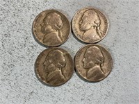 Four 1944P silver nickels