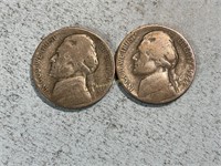 Two 1944S silver nickels