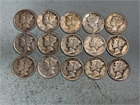 Fifteen 1940’s Mercury dimes