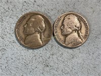 Two 1944D silver nickels