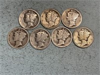 Seven Mercury dimes