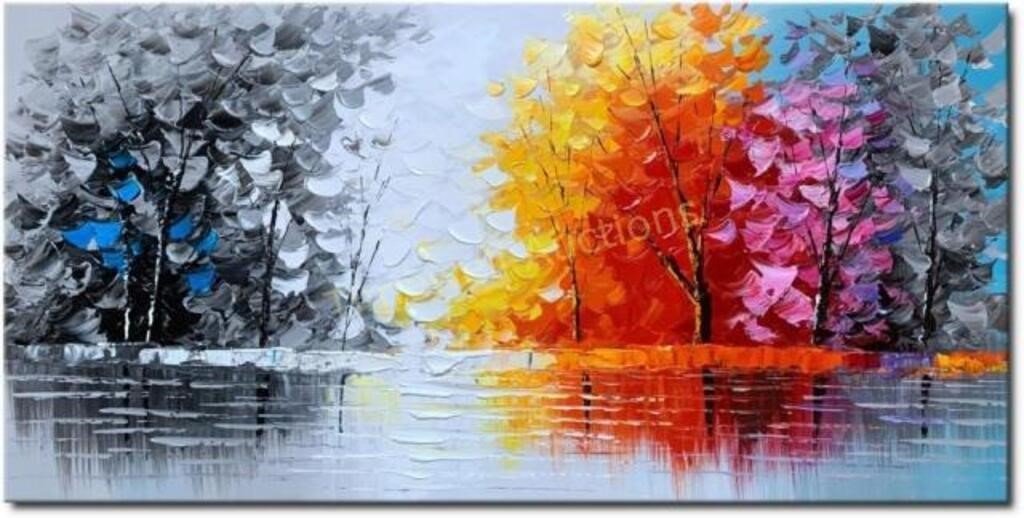 30.00 x 60.00 Tree Oil Painting on Canvas