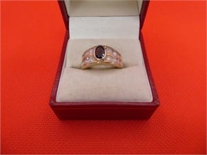 Gold Plated Amethyst & Zirconia Ring Size 8