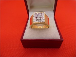 Gold Plated Cubic Zirconia Ring Size 11.5