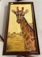 Signed D. Parris Giraffe Painting
