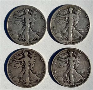 1936, 1936D, 1936S & 1937 Walking Liberty Halves