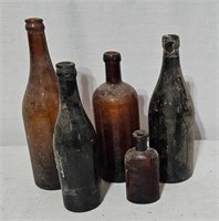 Vintage Amber Glass Bottles