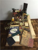 LOT - VINTAGE OFFICE ITEMS WITH BRASS STENCILS