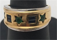 14k Gold Ring With Sapphires And Emeralds
