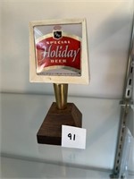 Holiday Red and White Square Tap Knob