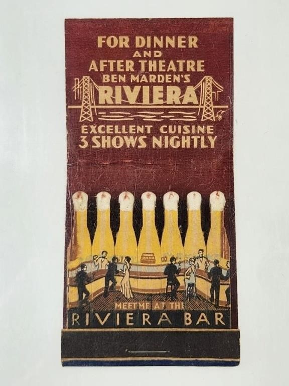 BEN MARDEN'S RIVIERA RESTAURANT FEATURE MATCHBOOK