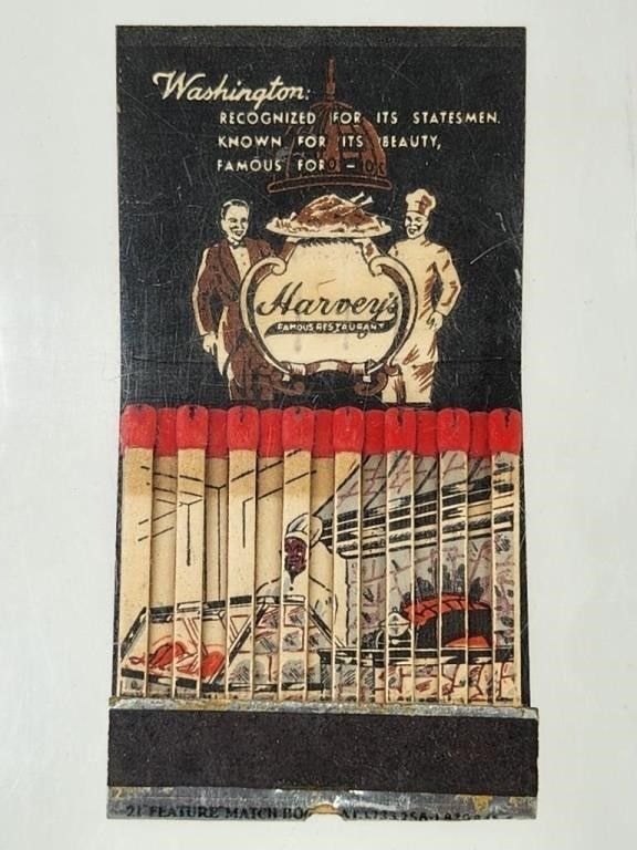 HARVEY'S RESTAURANT ADVT. FEATURE MATCHBOOK