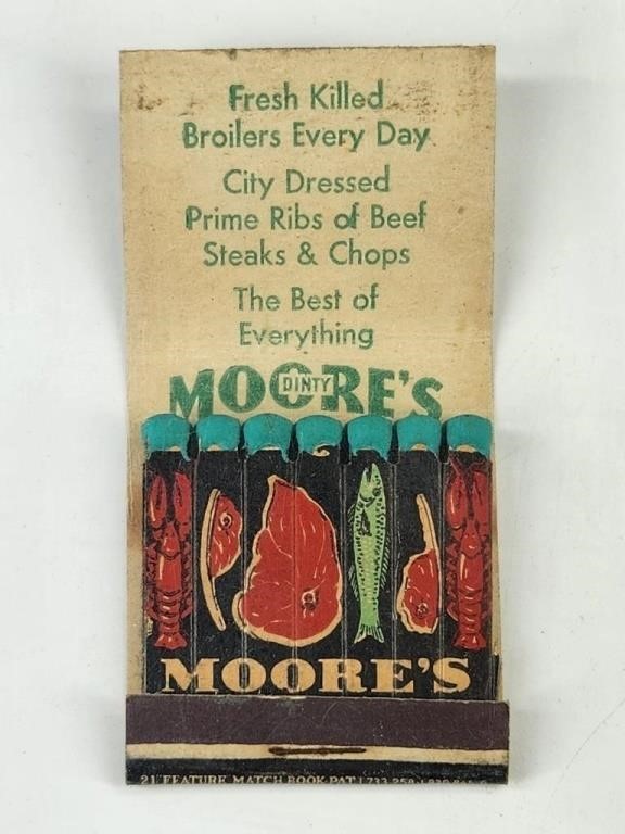 DINTY MOORE'S RESTAURANT FEATURE MATCHBOOK