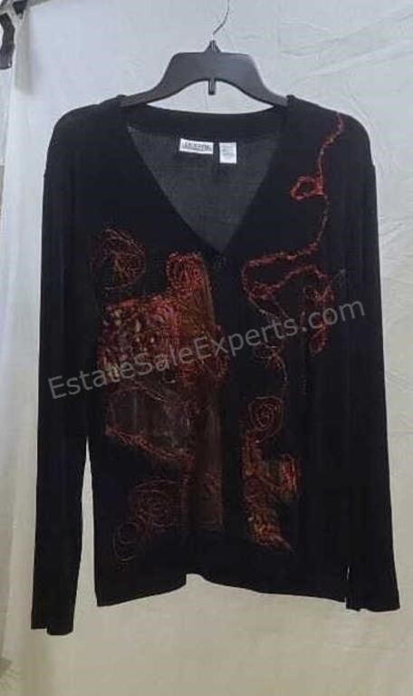 Chico's silk embellished cardigan sweater. Size