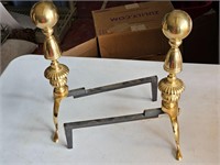 Antique Brass and Iron Andirons