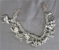 Sterling Silver Charm Bracelet with Various