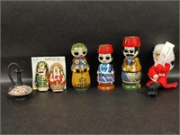 Vintage Wooden Dolls, Mini Ceramic, Doll Pins