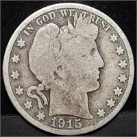 1915-D Barber Silver Half Dollar