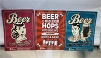 15 (5 OF EACH) - CARDBOARD BEER SIGNS, 12.25" X 9"