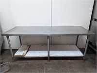 STAINLESS STEEL WORK TABLE, W/ U.SHELF, 84" X 30"