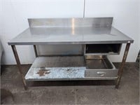 S/S WORK TABLE W/ DRAWER & 6"  B/S, 60" X 30"