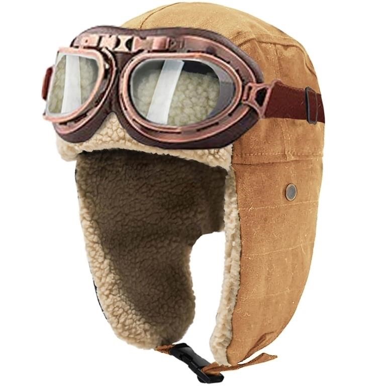 Peicees Vintage Aviator Hat and Goggles Costume...