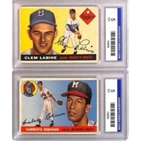 (2) 1955 Topps Baseball Cards Graded 5