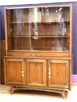 MCM 1 pc bowed glass china cabinet, see pics