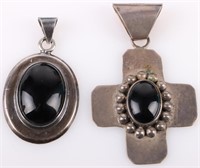 MEXICAN STERLING SILVER ONYX LADIES PENDANTS