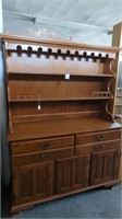 Vintage wood hutch- 4 drawers & storage on