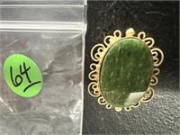 12K GF Jade Brooch Pin-Burt Cassell Jade