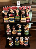 Disney Mickey Mouse Figurines w/Display Stand