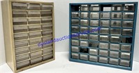 Vintage Blue And Tan Storage Organizers