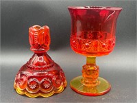 Amberina Glass Goblet & Candle Holder