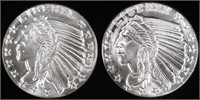 (2) 1 OZ .999 SILVER INDIAN DESIGN ROUNDS