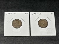 1920-D, 26-S Lincoln Cents F/VF