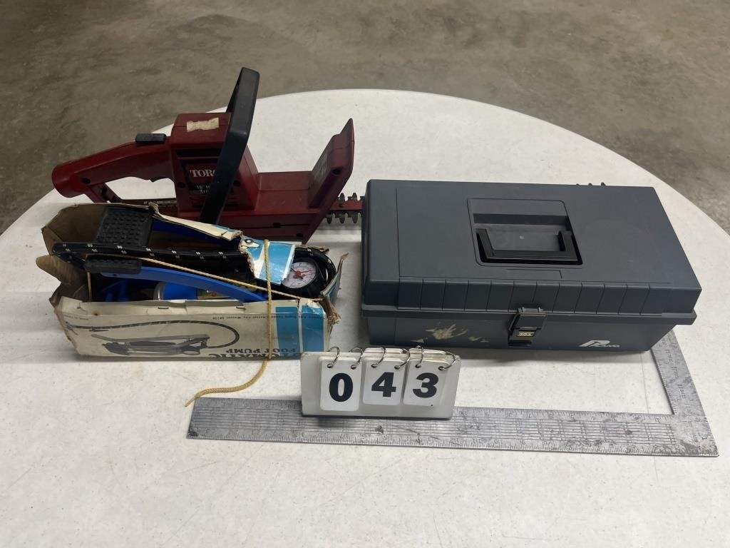 Tool Box, Hedge Trimmer, Air Pump